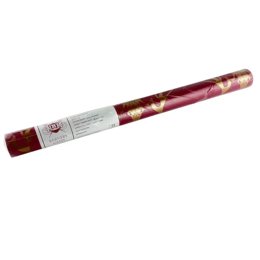 Barneby Gates Deer Damask Wallpaper Claret & Gold Designer UK Roll